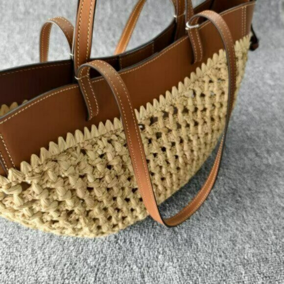 Designer Leather Tote Bag with Magnetic Closure